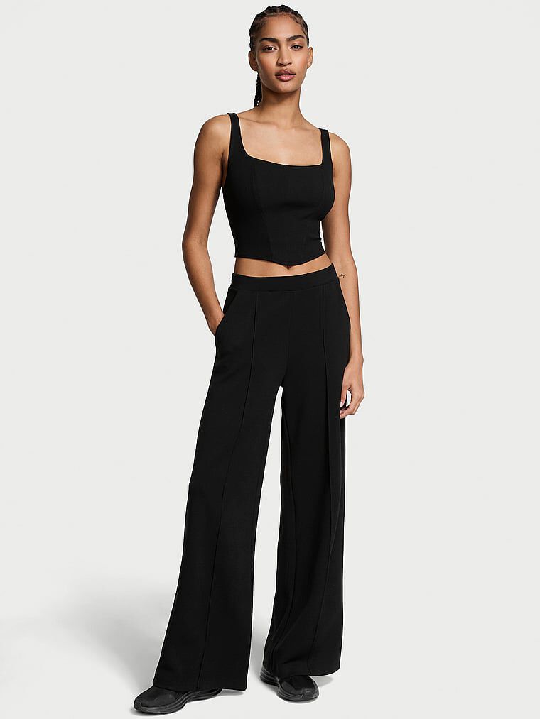 L Victoria's Secret VSX ヴィクシー　ヨガパンツ VSX Featherweight Knit Wide-Leg Pant Pure Black XL | Victoria's
