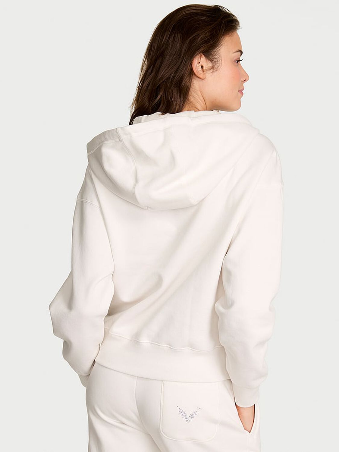 vs Angel Essentials Classic Fleece Full-Zip Hoodie Coconut White 2 of 2 