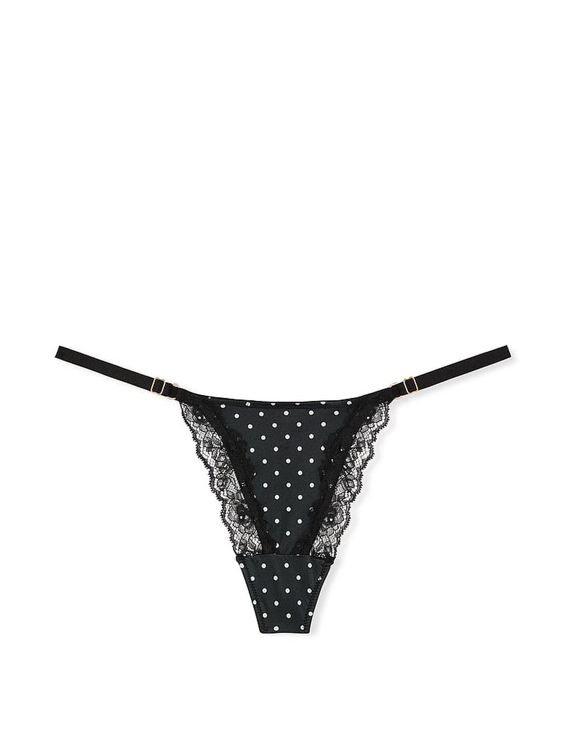 vs Very Sexy Lace-Trim High-Leg Adjustable V-String Panty Black Dots 3 of 4 