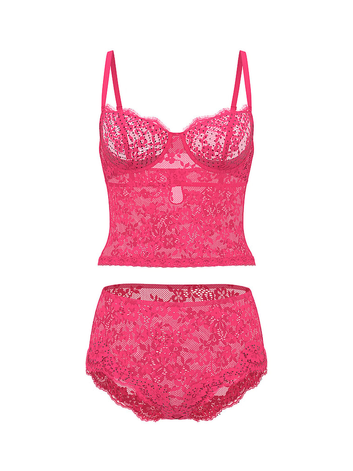 vs Dream Angels Wicked Twinkle Lace Cami & Shortie Set Bombshell Pink 3 of 4 