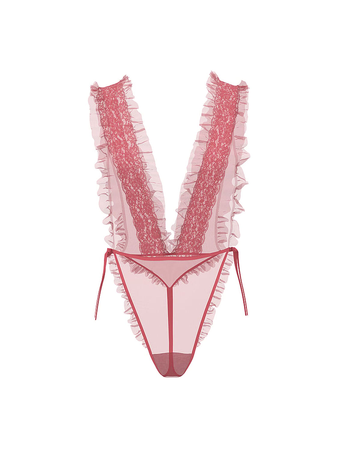 vs Dream Angels Dare to Dream Lace Sheer High-Leg Teddy Seductive Rose 1 of 3 