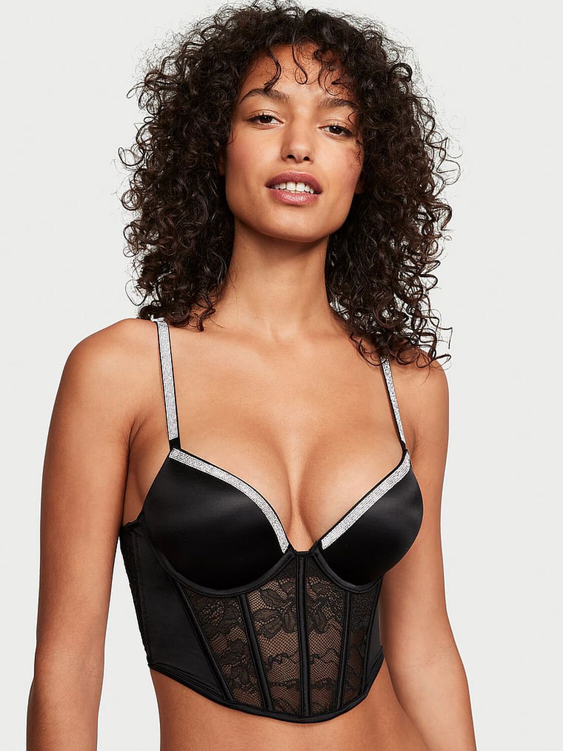 vs Very Sexy Bombshell Add-2-Cups Shine Strap Push-Up Corset Top 1 of 5 