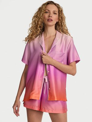 Glazed Satin Ombr&eacute; Short Pajama Set