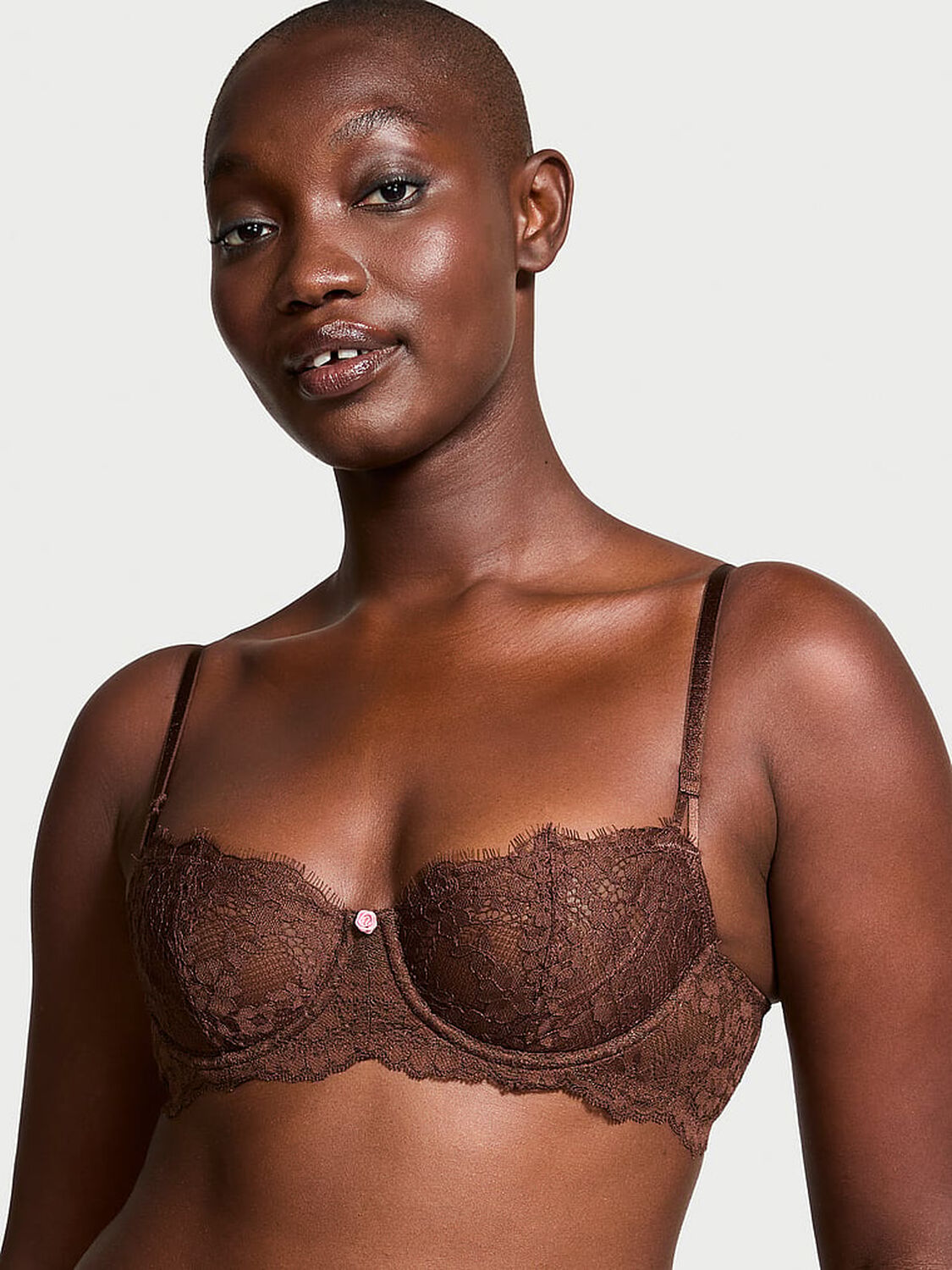 vs Dream Angels Wicked Unlined Lace Balconette Bra Ganache 1 of 4 