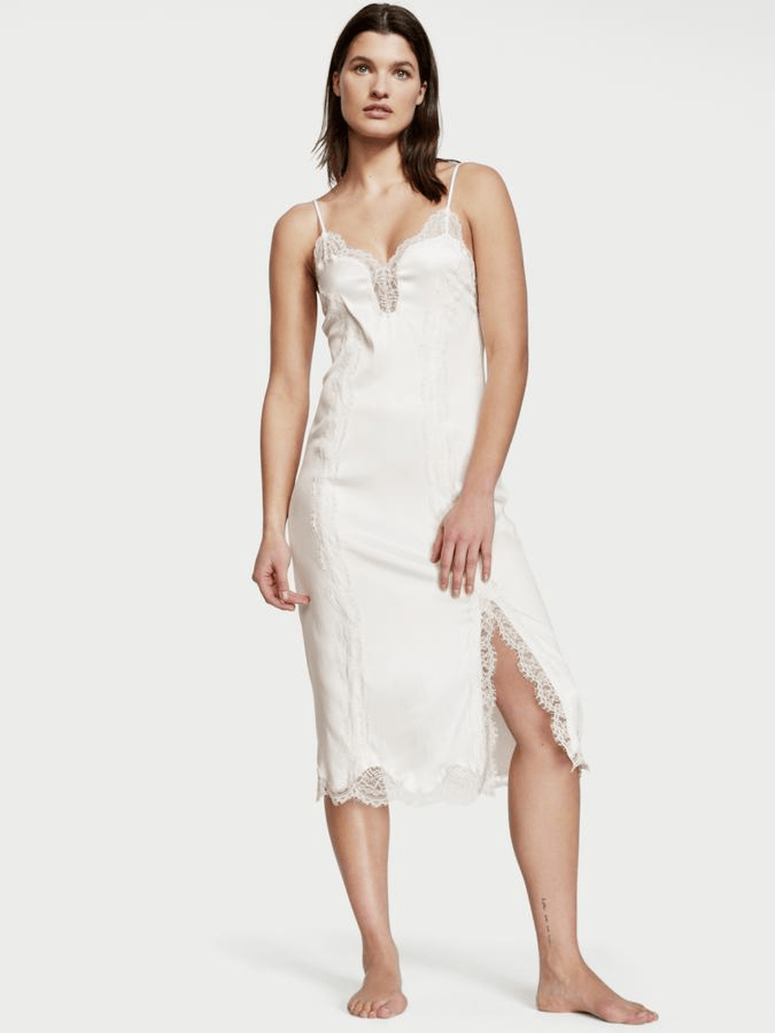 vs Victoria's Secret Lace Inset Midi Slip Dress Coconut White 1 of 1 