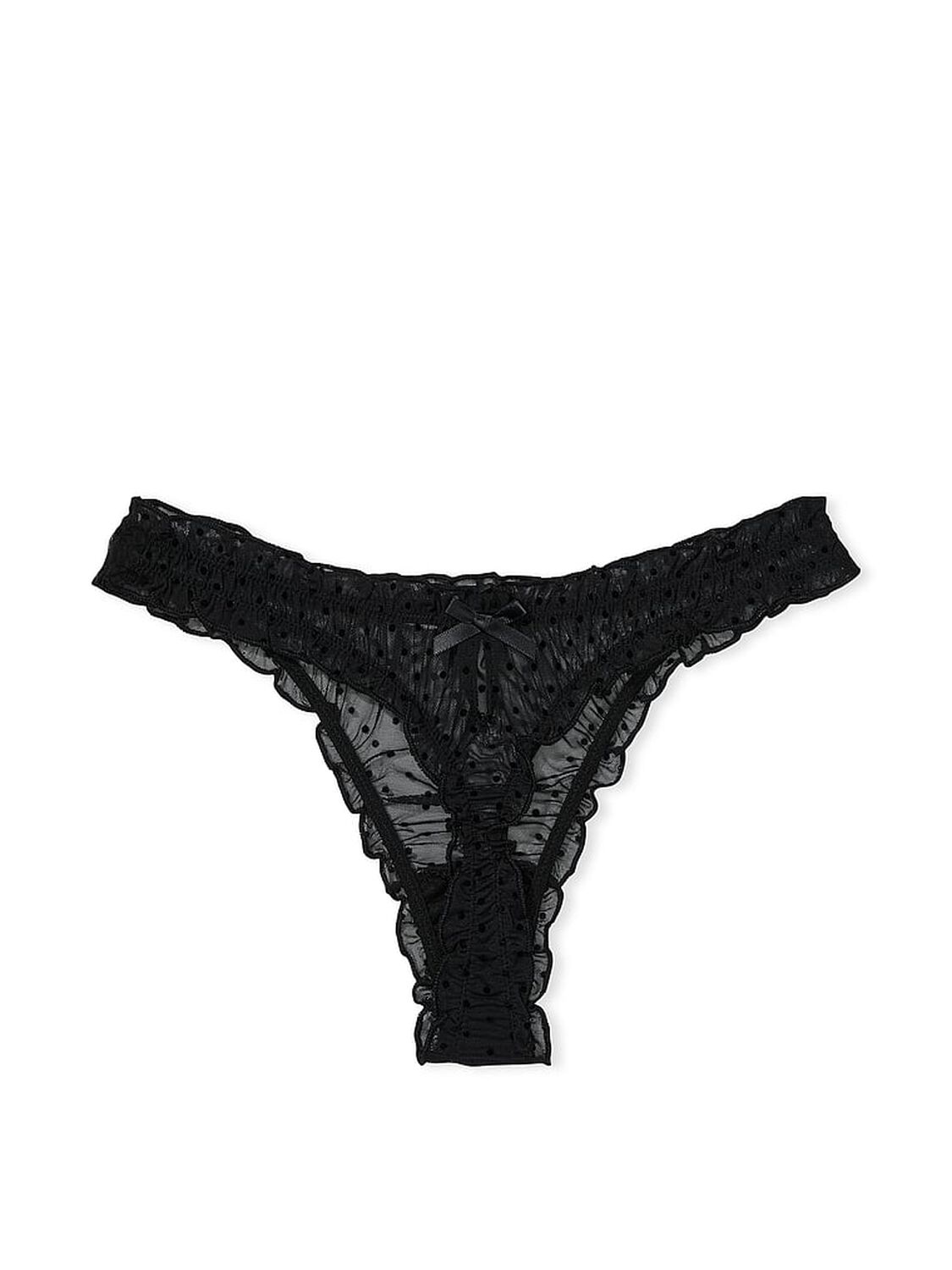 vs Dream Angels Flocked Dot Ruffled Mesh Thong Panty 4 of 5 