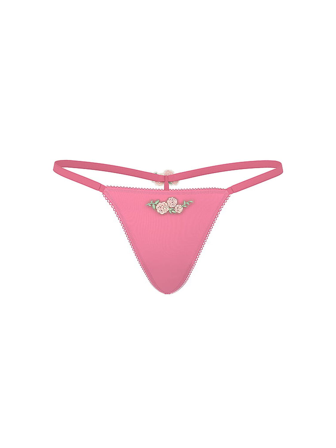 vs Dream Angels Sweet Melody Motif Satin V-String Rsvp Pink 3 of 3 