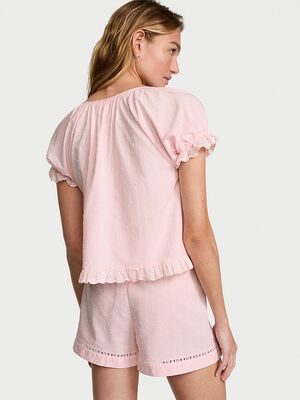 Cotton Dream Puff-Sleeve Short Pajama Set