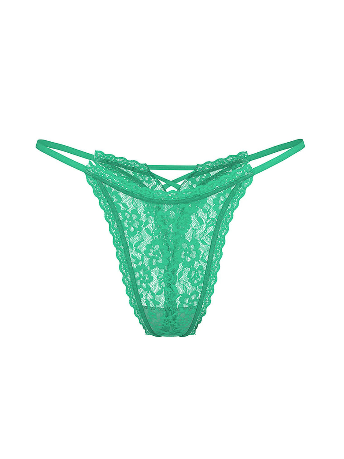vs The Lacie Lace Strappy-Back String Thong Panty Mardi Gras Green 3 of 3 