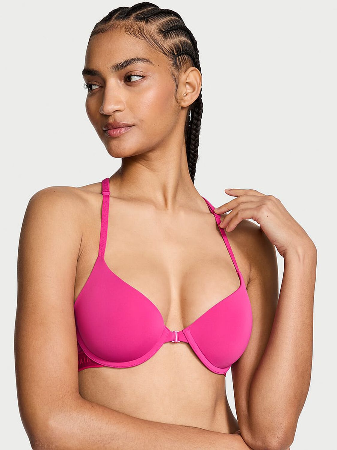 vs The T-Shirt Lightly Lined Front-Close Lace-Trim Demi Bra 1 of 3 