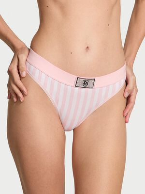 Logo Cotton Shine Patch Thong Panty