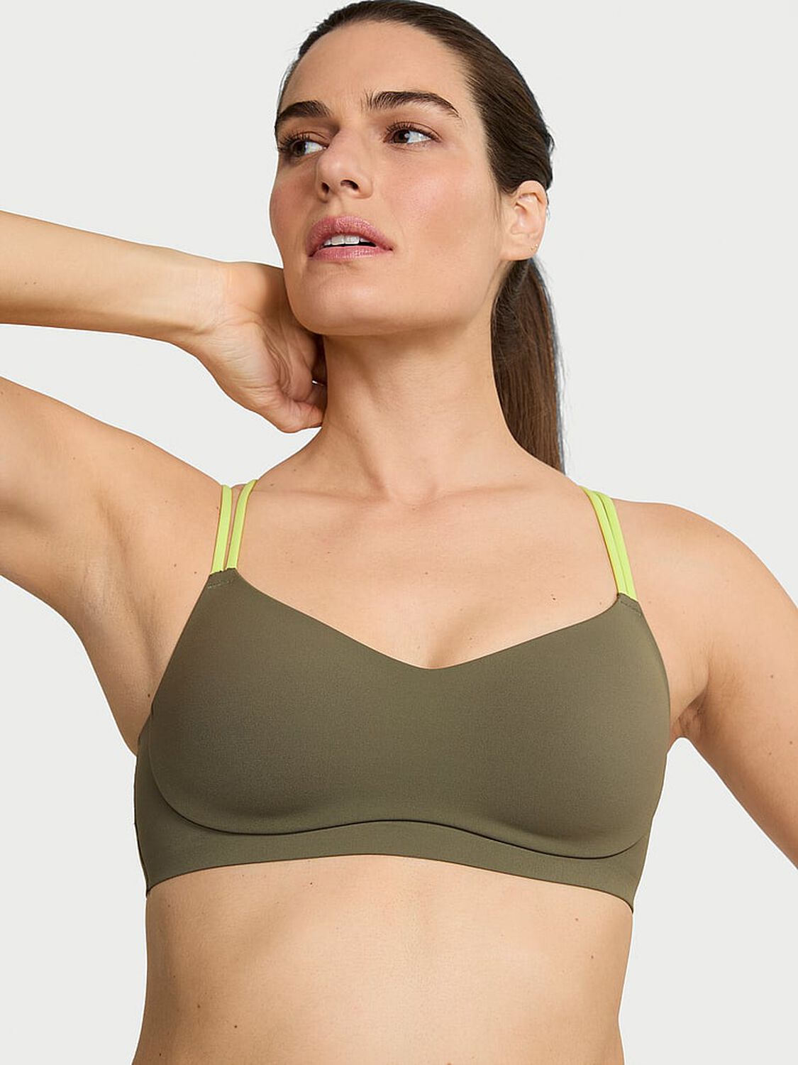 vs Vsx VSX Elevate� Chroma Contours Plunge Sports Bra Desert Cactus 1 of 3 