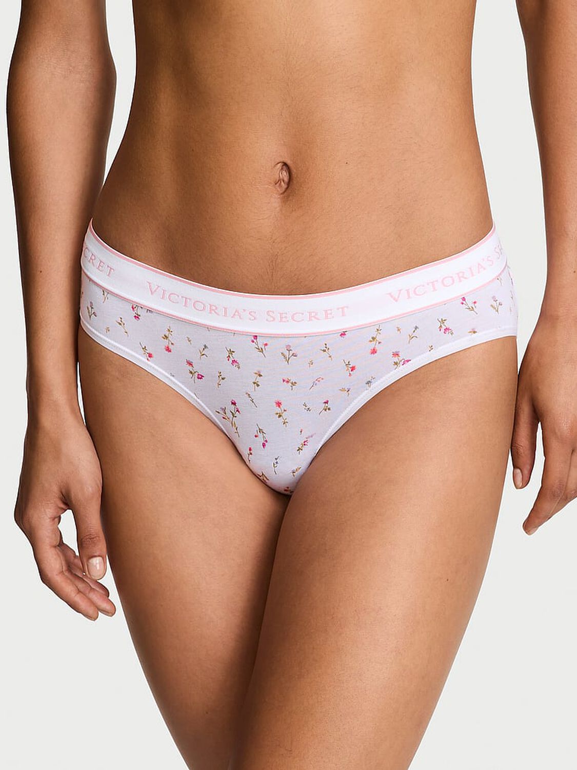 vs Cotton Logo Cotton Hiphugger Panty White Ditsy Floral 1 of 1 