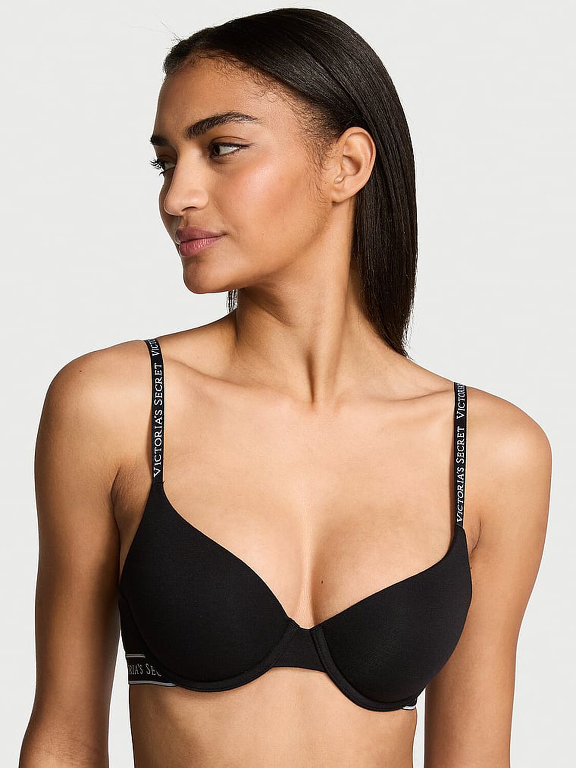 vs The T-Shirt Lightly Lined Cotton Demi Bra Black 1 of 3 