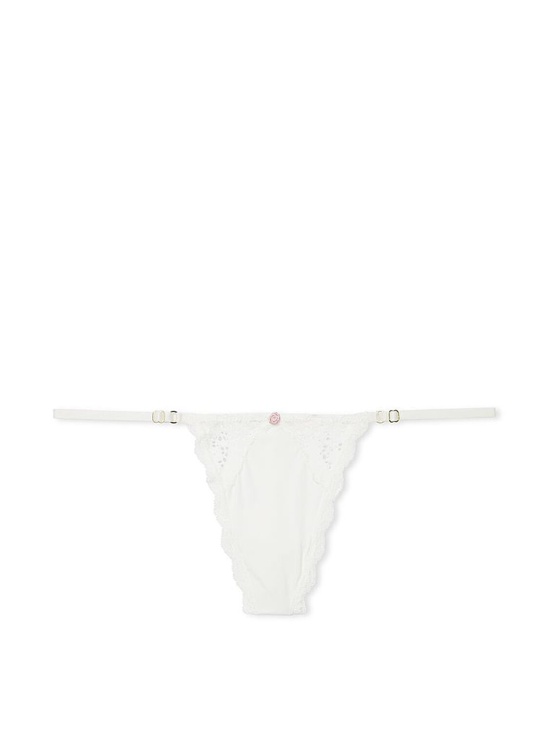 vs Dream Angels Lace-Trim Adjustable V-String Panty Coconut White 3 of 4 