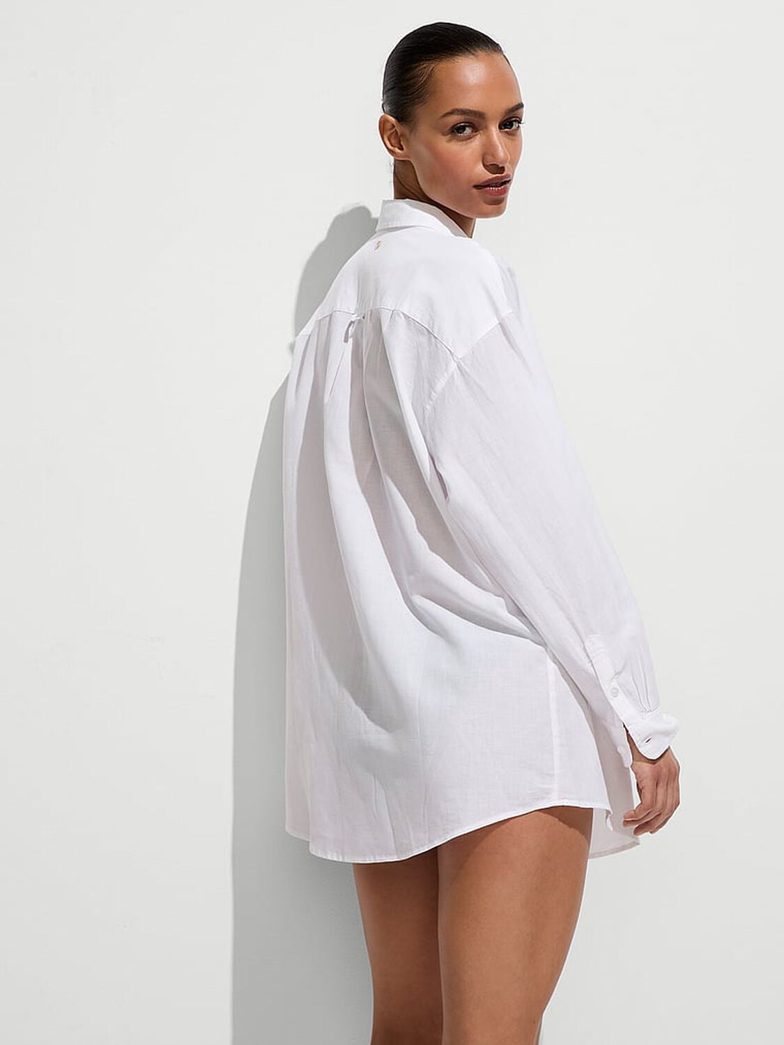 vs Victoria's Secret Swim Boyfriend Shirt Dress Vs White 2 of 3 