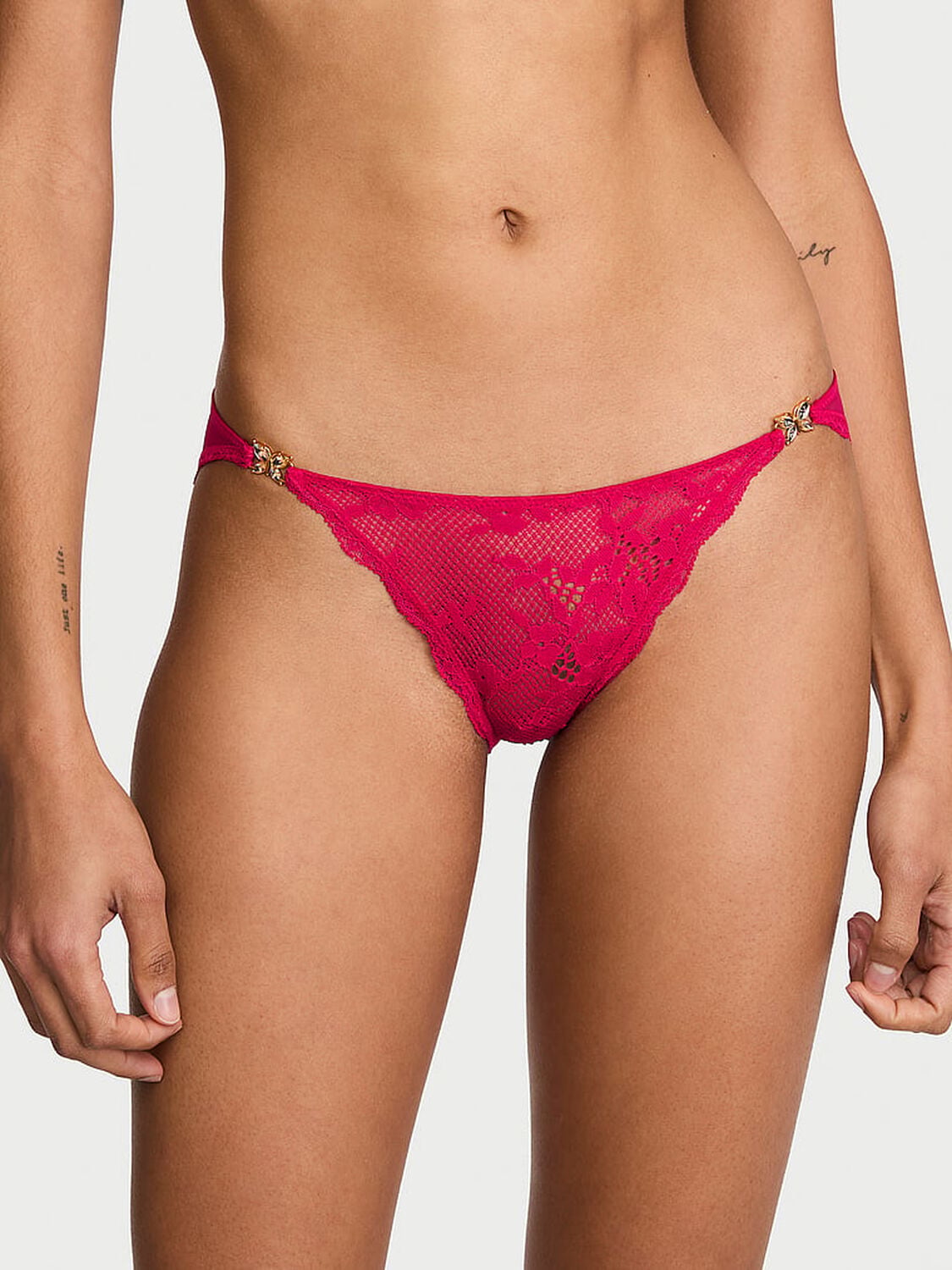vs Dream Angels Twinkle Butterfly Lace & Mesh Bikini Panty Vibrant Fuchsia 1 of 2 