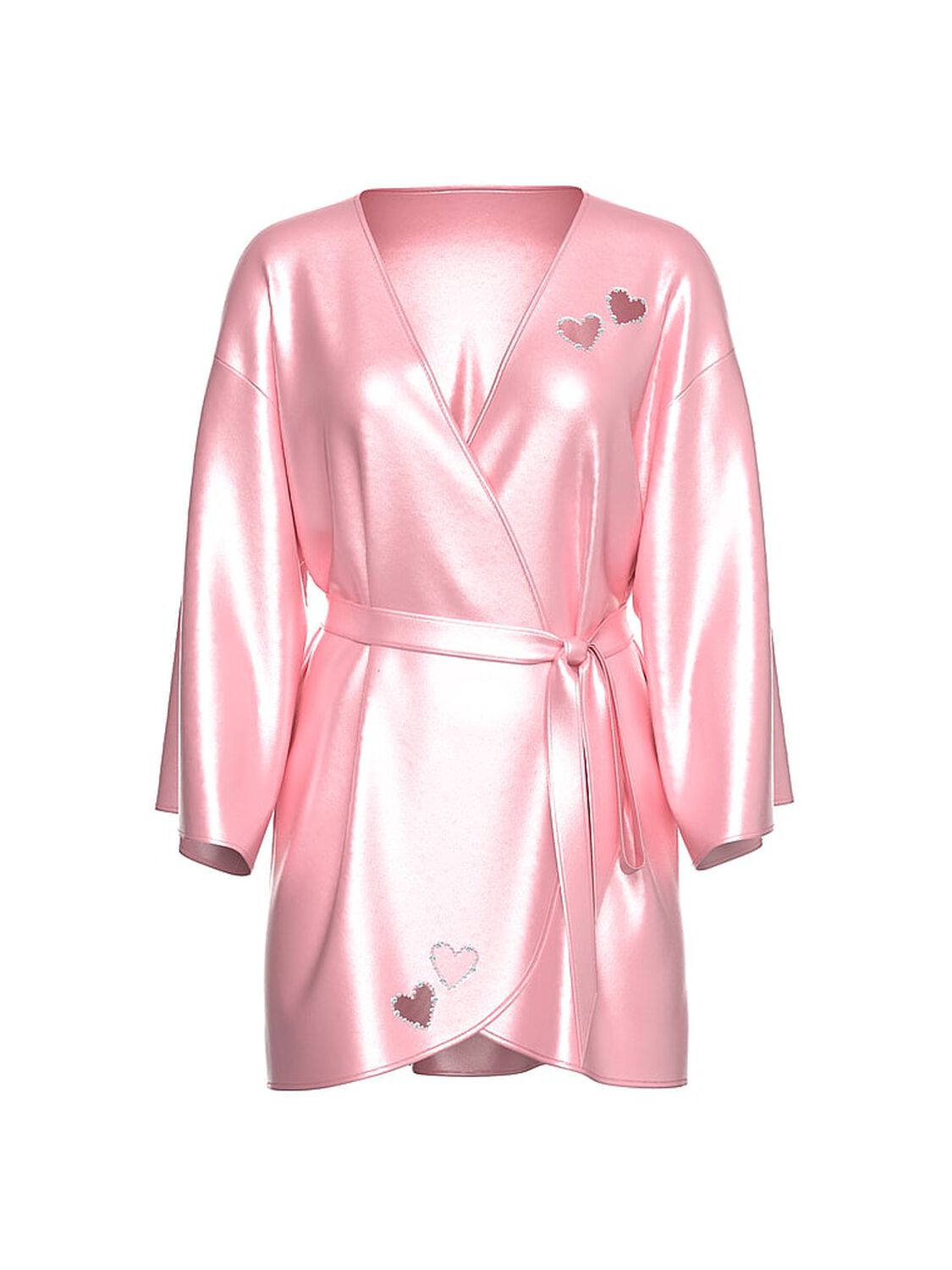 vs Dream Angels Twinkle Heart Satin Short Robe Petal Pink 3 of 4 