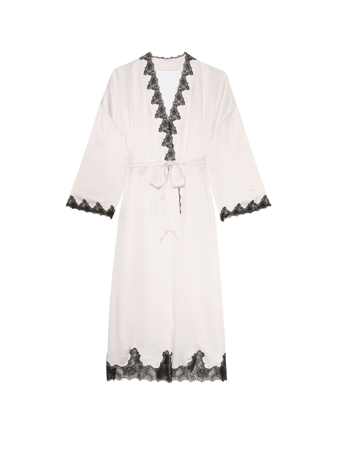 vs Victoria's Secret Satin & Rose Lace Open-Back Long Robe 2 of 3 