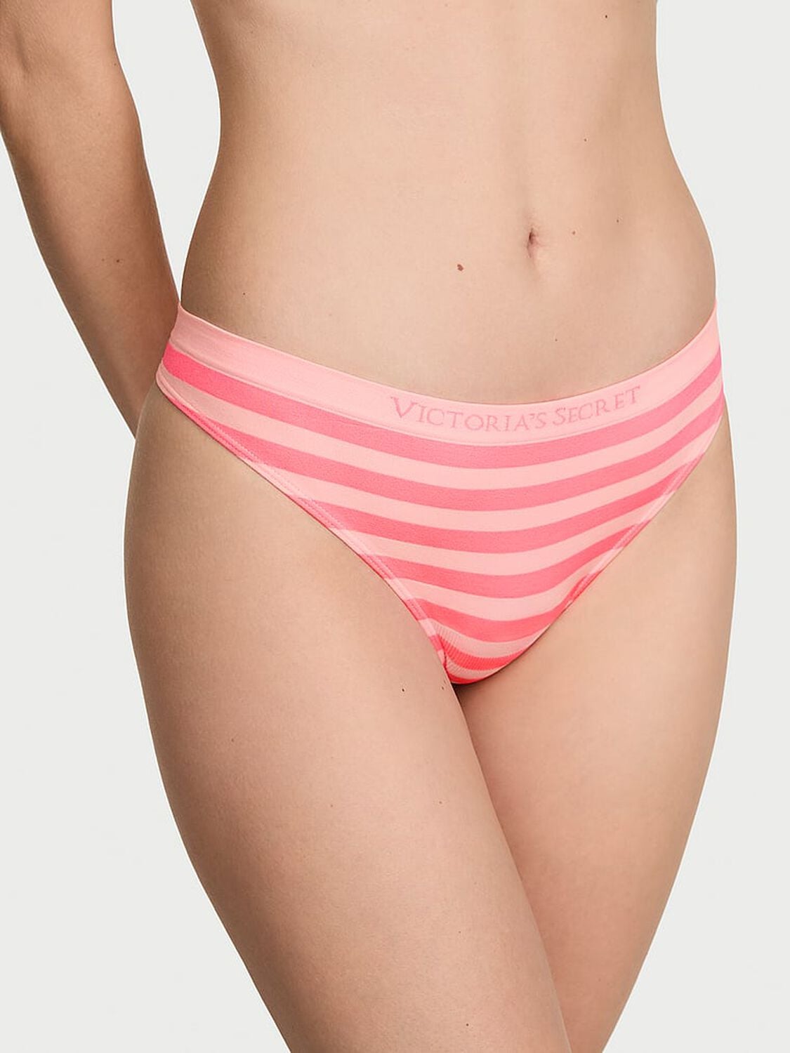 vs Seamless Seamless Thong Panty Pink Highlighter Beach Stripe 1 of 3 
