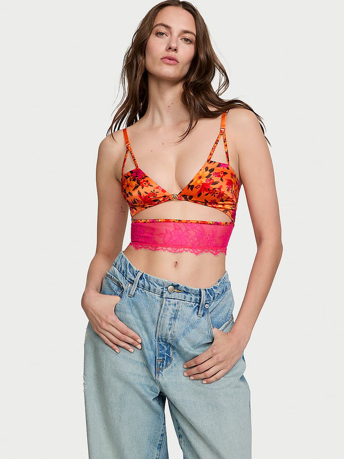 vs Very Sexy Tropical Satin Lace Cutout Bra Top Island Vibes 5 of 5 