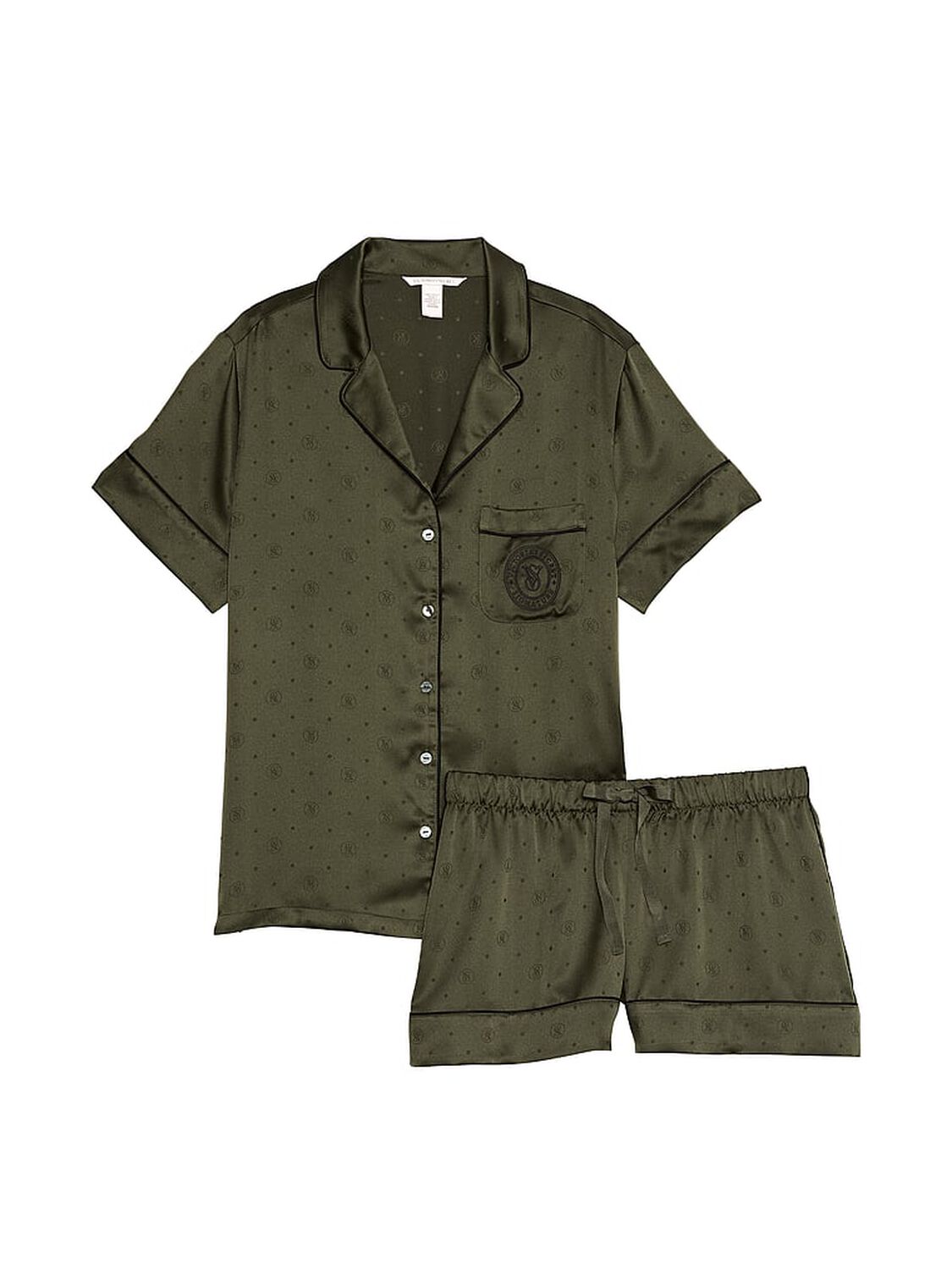 vs Victoria's Secret Satin Short Pajama Set Casual Olive 3 of 4 