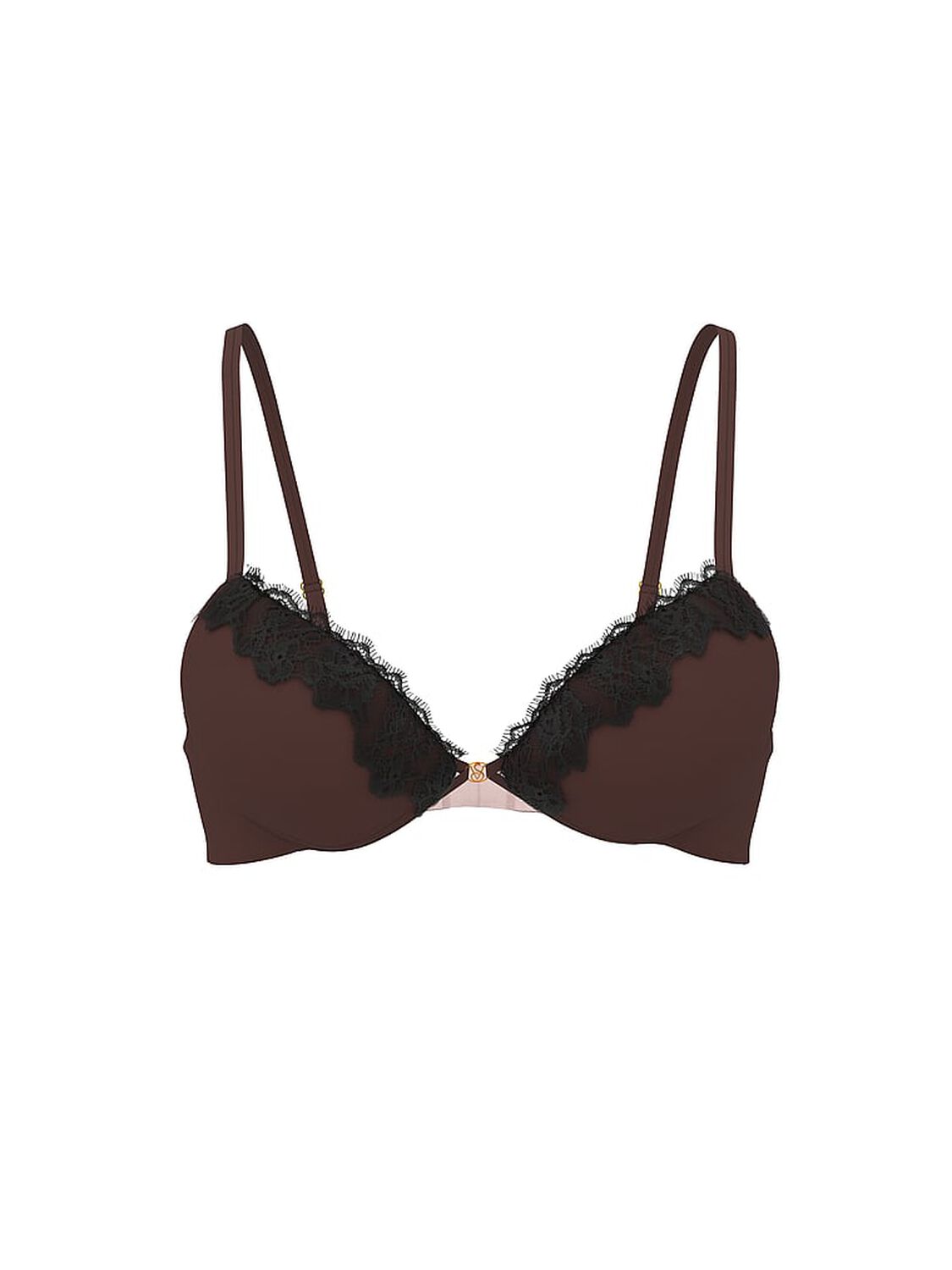 vs Very Sexy Smooth Lace-Trim Lightly Lined Plunge Demi Bra Ganache 1 of 3 