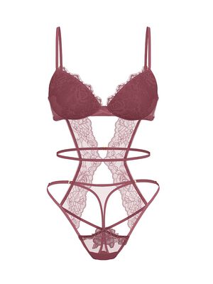 Rose Lace Lightly Lined Strappy Teddy