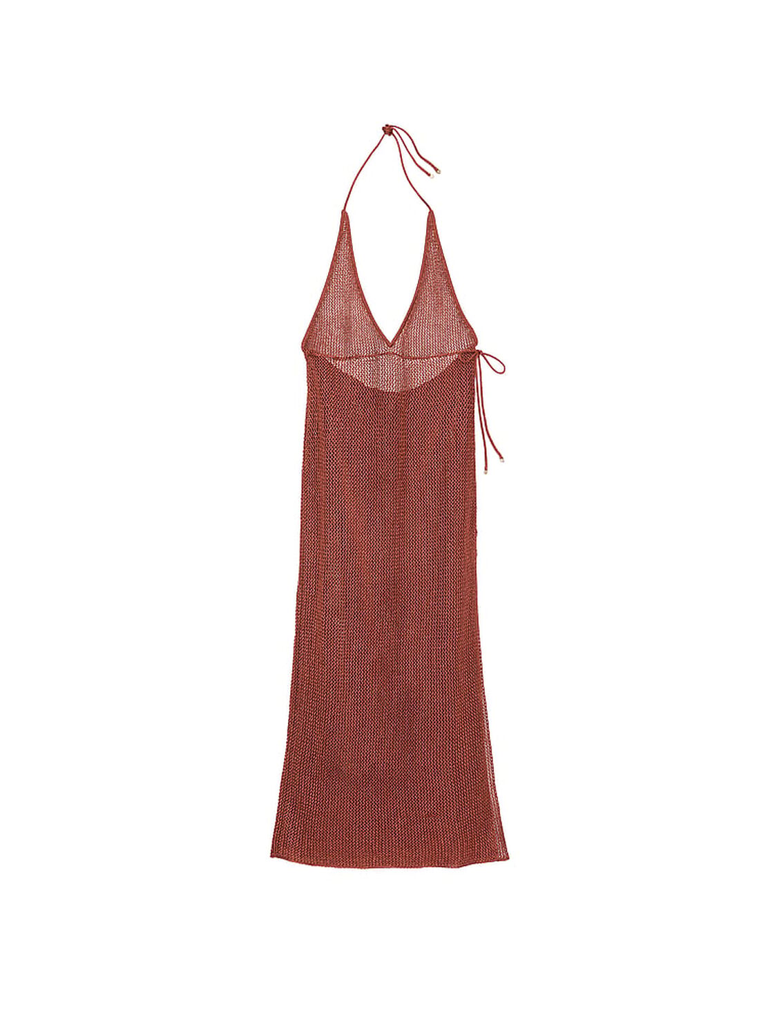 vs Victoria's Secret Swim Beachwear Crochet Metallic Plunge Dress Burnt Orange Leaves 3 of 3 