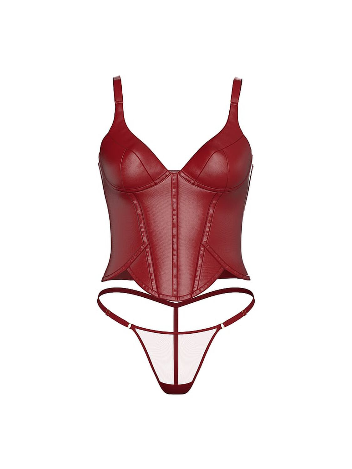 vs Very Sexy Lacquer Corset Top Set Sangria Red 3 of 4 