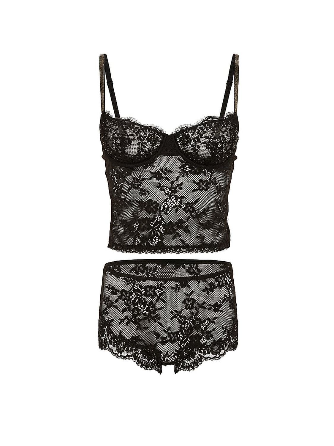vs Dream Angels Wicked Twinkle Lace Cami & Shortie Set Black 3 of 3 