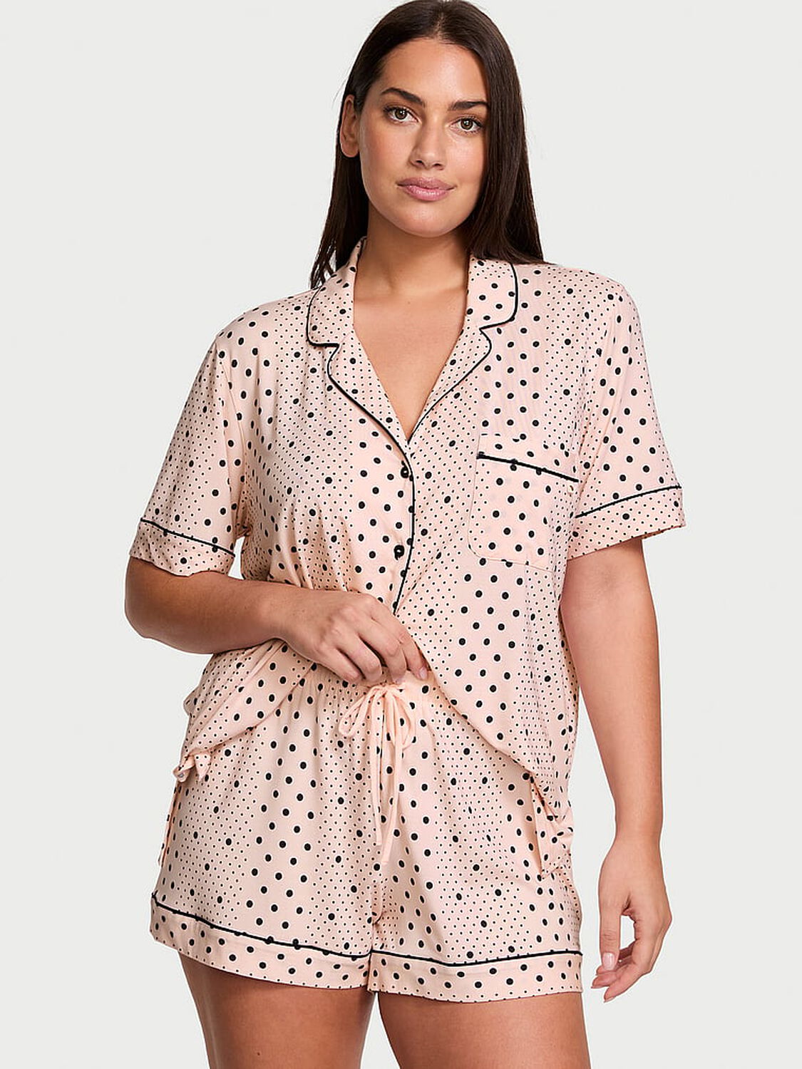 vs Victoria's Secret Modal Soft Short Pajama Set Purest Pink Dot Stripes 2 of 3 