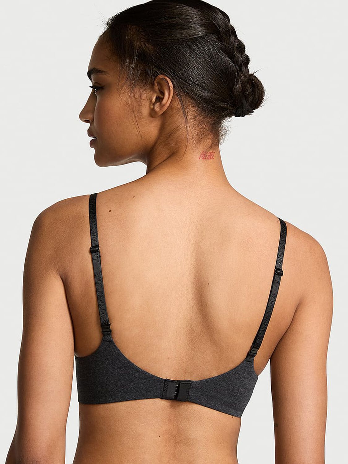 vs The T-Shirt Cotton Logo Hardware Perfect Shape Push-Up Bra Heather Black 2 of 3 
