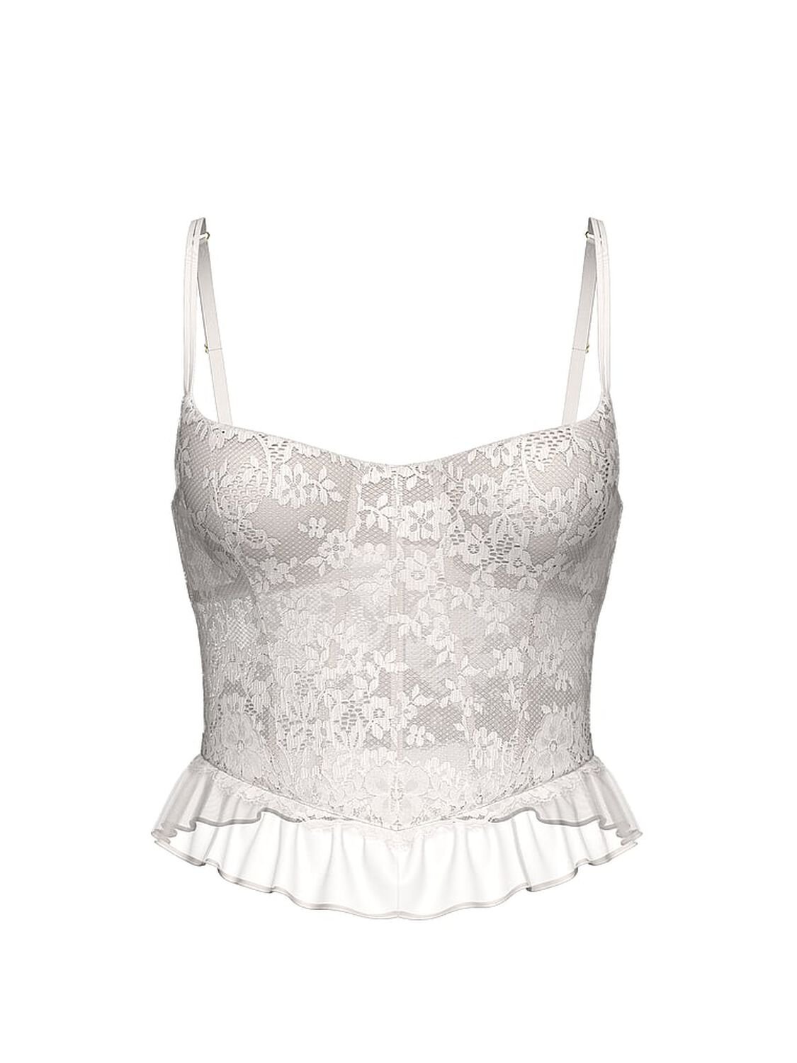 vs Dream Angels Dare to Dream Lace Ruffle Bra Top Coconut White 3 of 4 