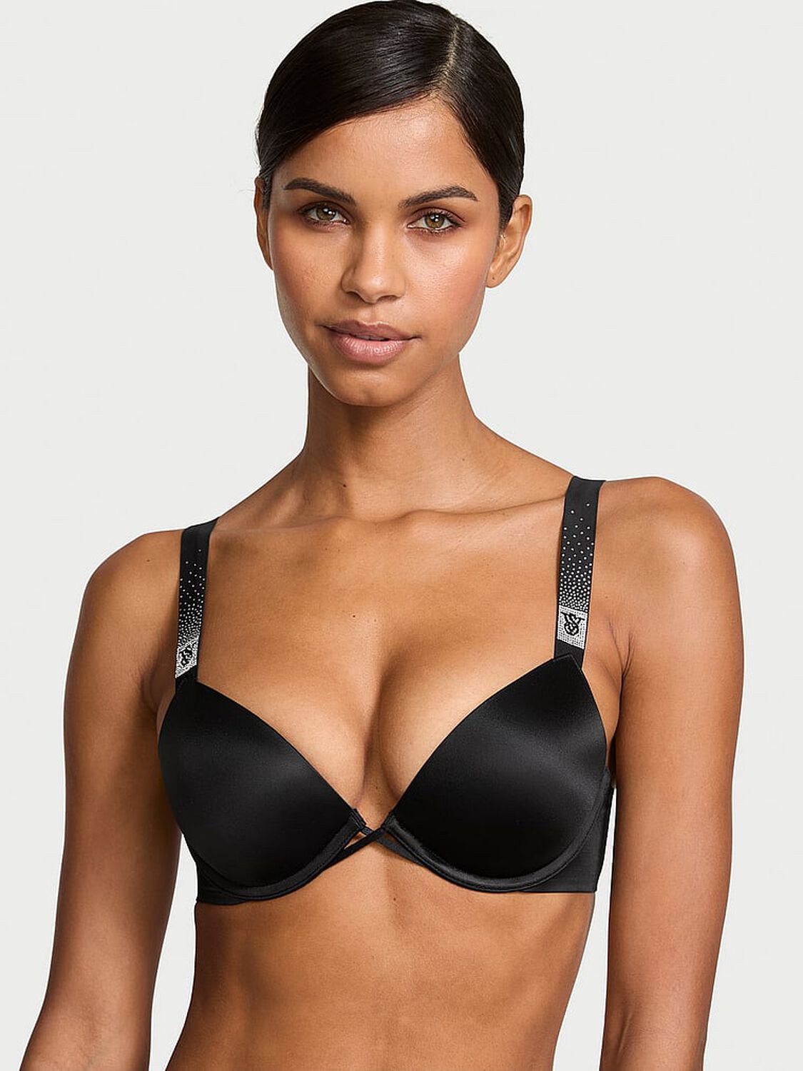 vs Very Sexy Scattered Shine Strap Push-Up Bra Jet Black 1 of 4 