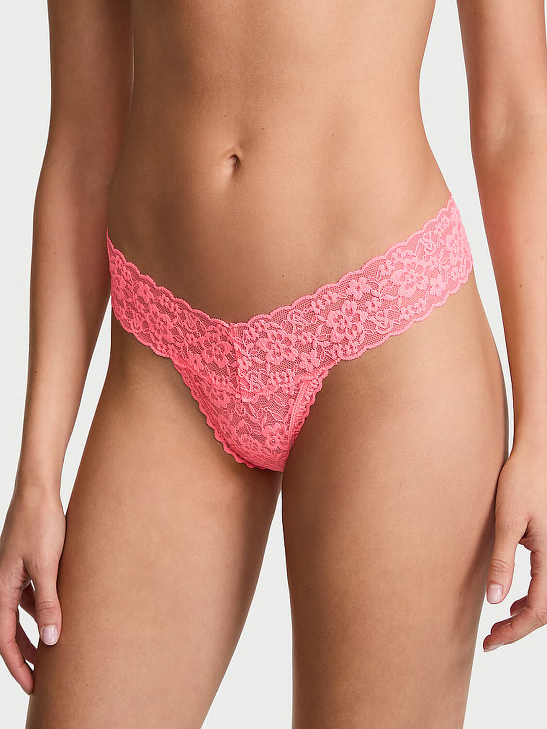 vs The Lacie Lace Strappy-Back Thong Panty Pink Highlighter 1 of 2 