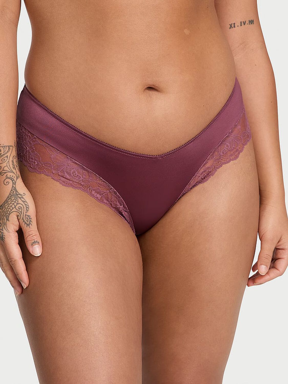 vs Very Sexy Rose Lace-Trim High-Leg Cheeky Panty Purple Vapor 1 of 3 