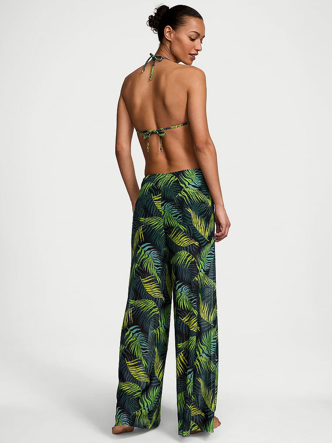 vs Victoria's Secret Swim Beachwear Mesh Tie-Front Cover-Up Pants Palm Royale 2 of 3 