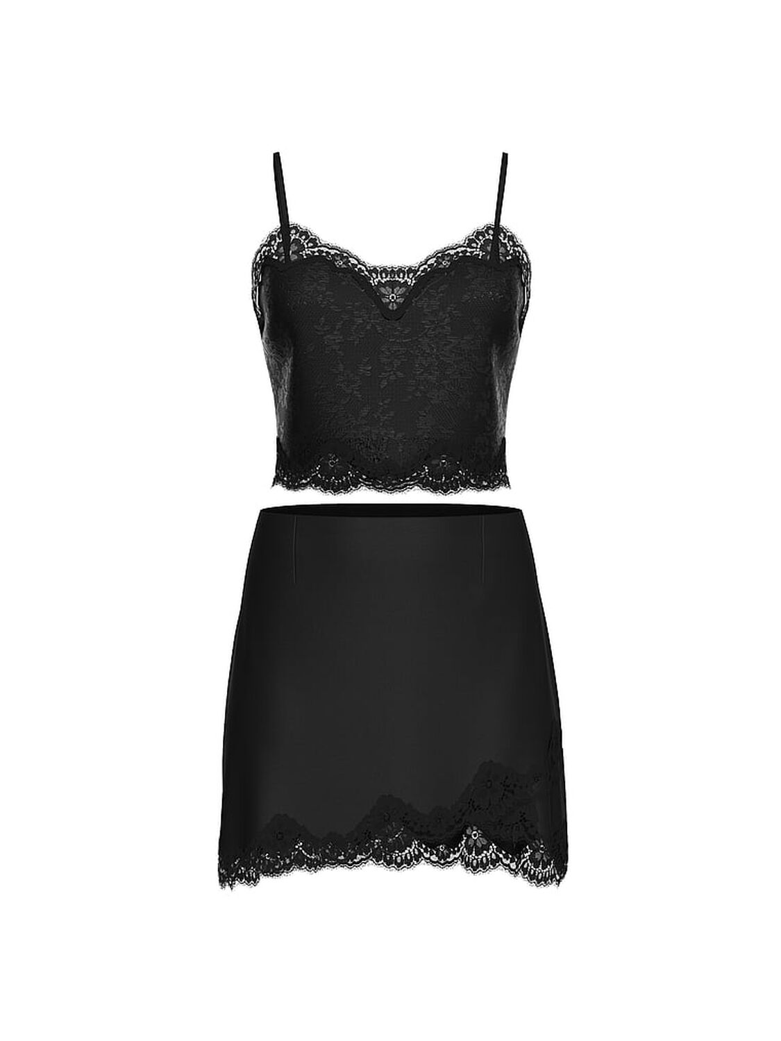 vs Dream Angels Satin Lace Cami & Mini Skirt Set Black 3 of 4 