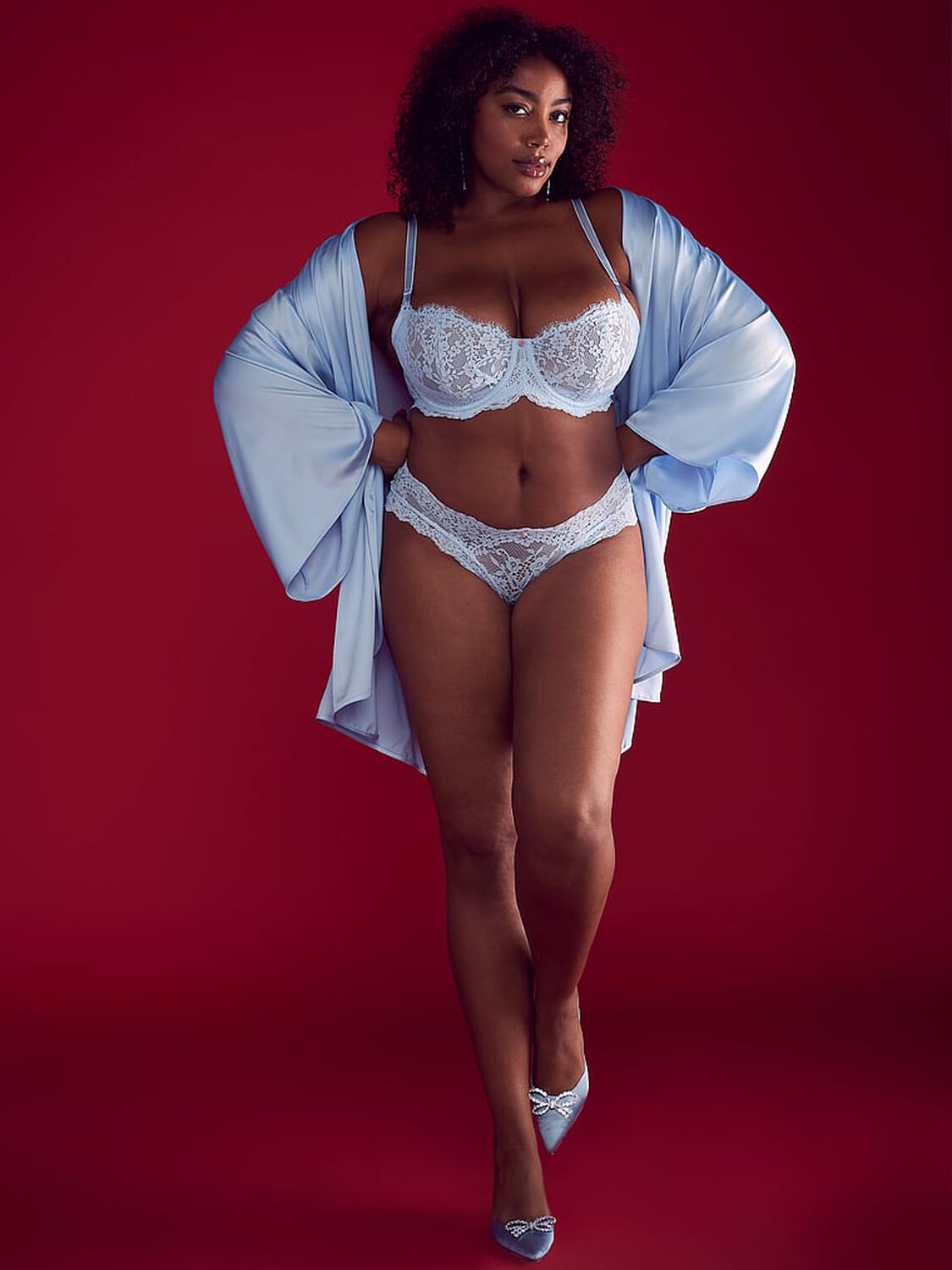 vs Dream Angels Wicked Unlined Lace Balconette Bra Light Blue 4 of 4 