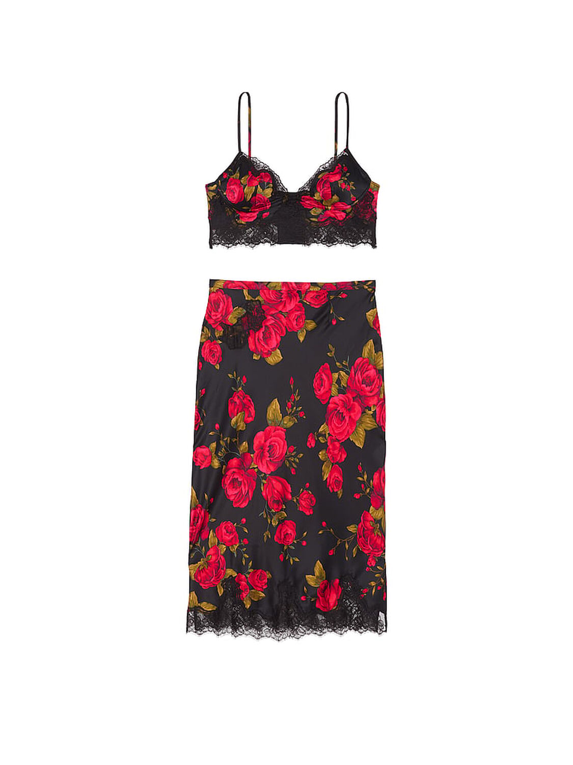 vs Victoria's Secret Satin Rose Lace-Trim Bralette & Midi Skirt Set Glamorous Rose 3 of 3 