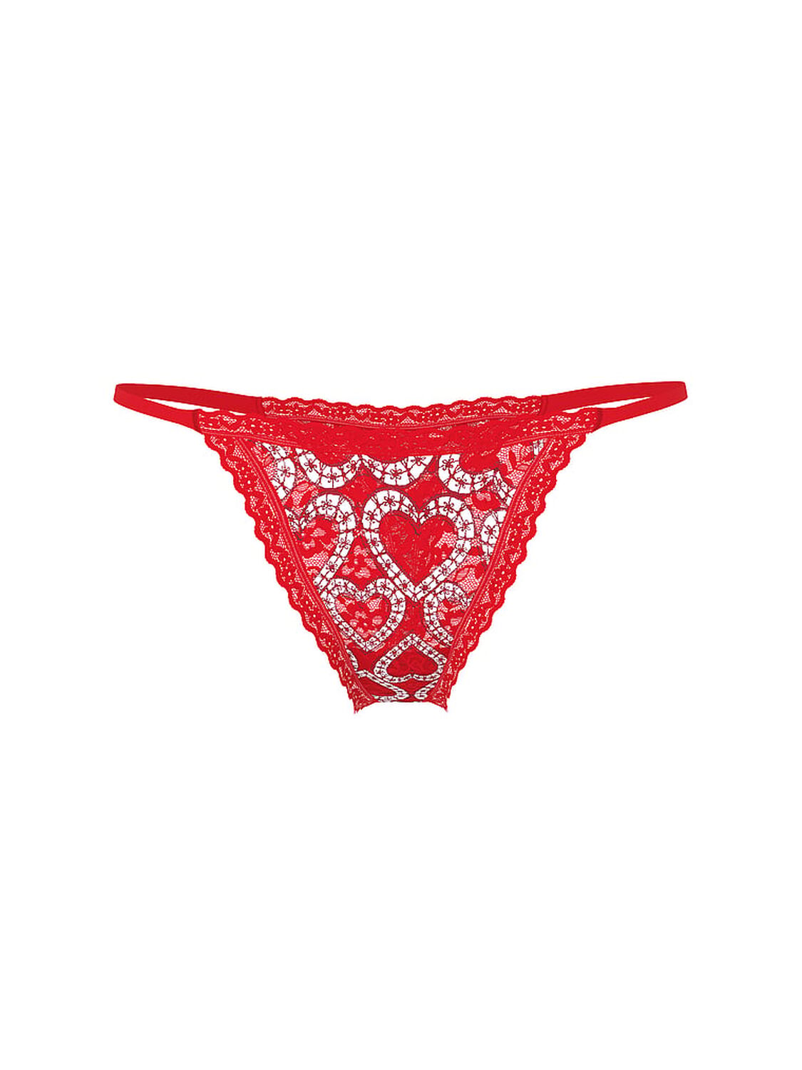 vs The Lacie Lace String Thong Panty Varsity Red Heart Lace 3 of 3 