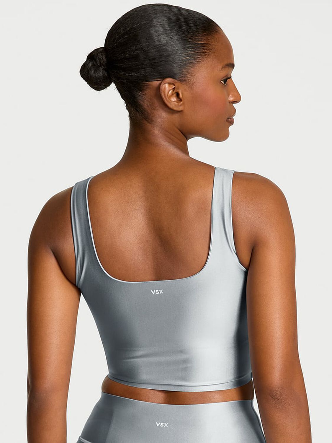 vs Vsx VSX GlossyTech&trade; Square-Neck Bra Top Sterling 2 of 4 