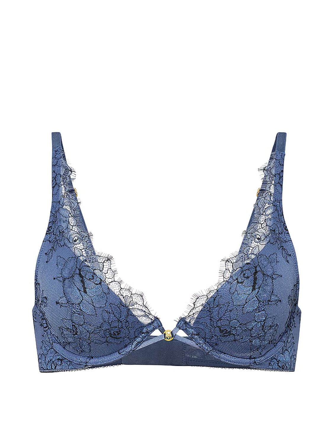 vs Very Sexy Denim Rose Lace Lightly Lined Plunge Bra Denim 3 of 3 