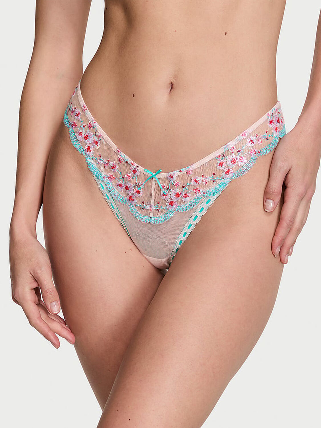 vs Dream Angels Cherry Blossom Embroidery Brazilian Panty 1 of 4 