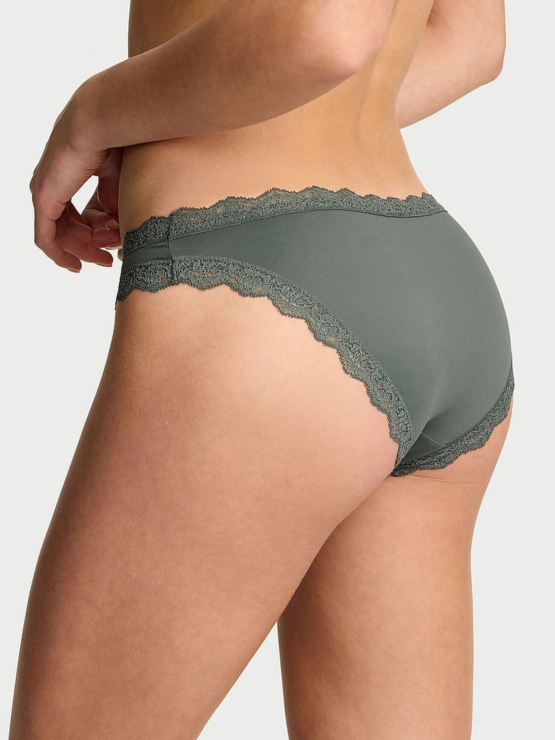 vs Dream Angels Lace-Trim Bikini Panty Faded Sage 2 of 4 
