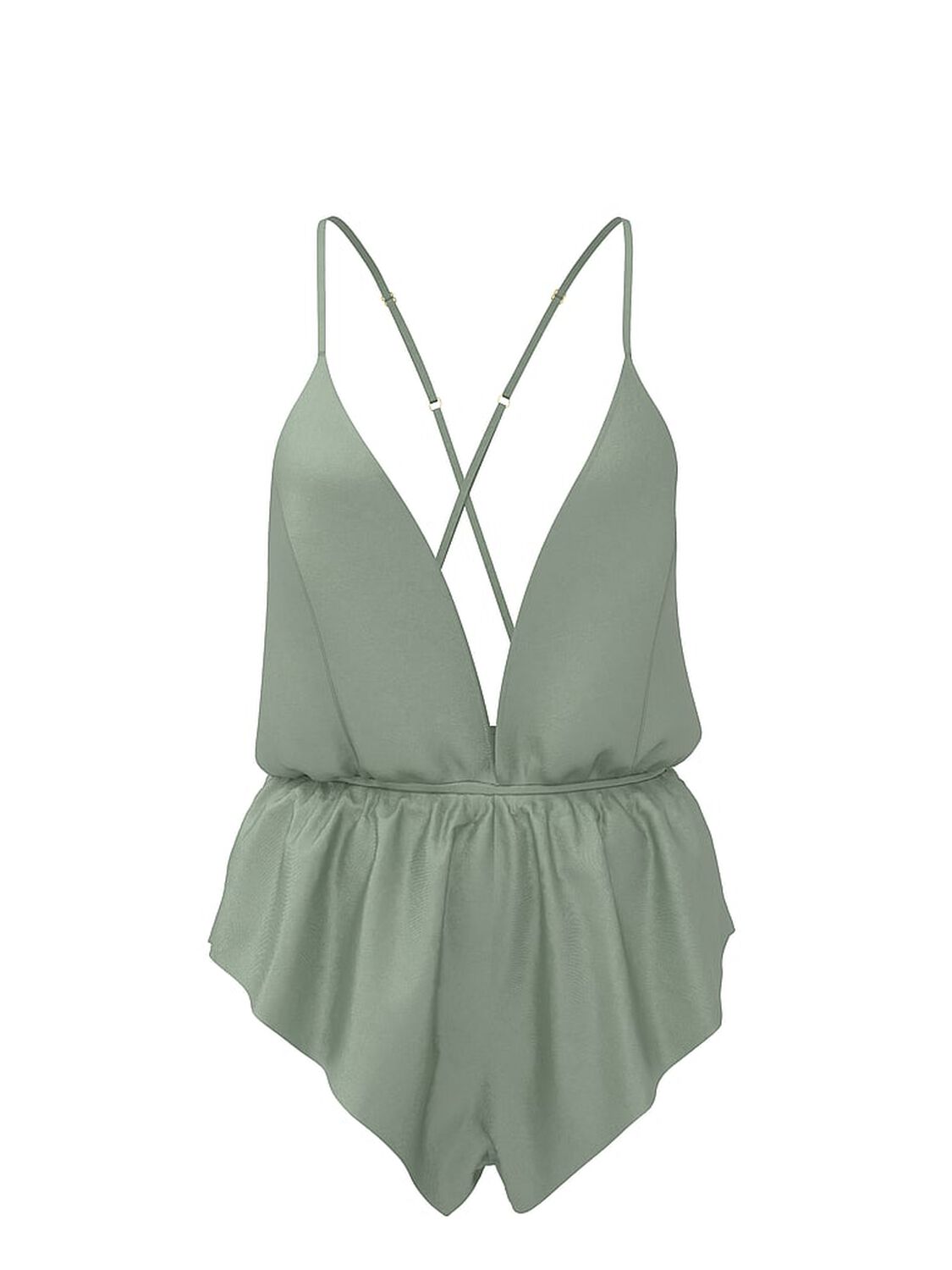 vs Victoria's Secret Satin Flutter Romper Sweet Spearmint 3 of 3 