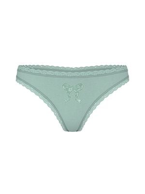 Cotton Lace Bow Thong Panty