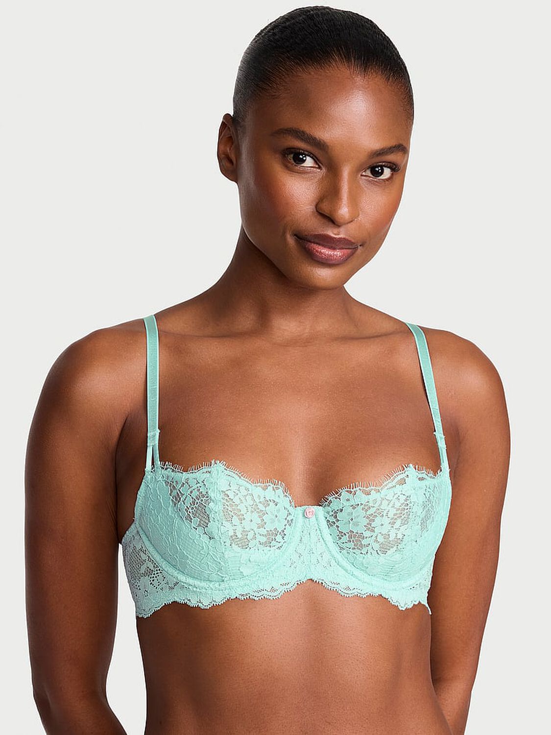 vs Dream Angels Wicked Unlined Lace Balconette Bra Canal Blue 1 of 3 