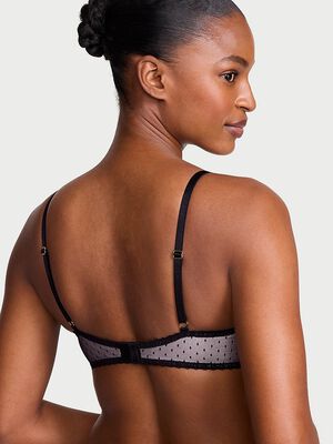 Heritage Dot Mesh Lace-Trim Lightly Lined Demi Bra
